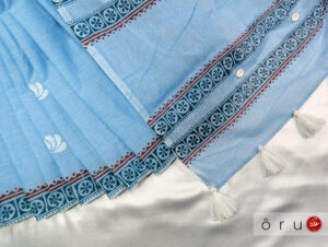 sky blue colour saree - oru
